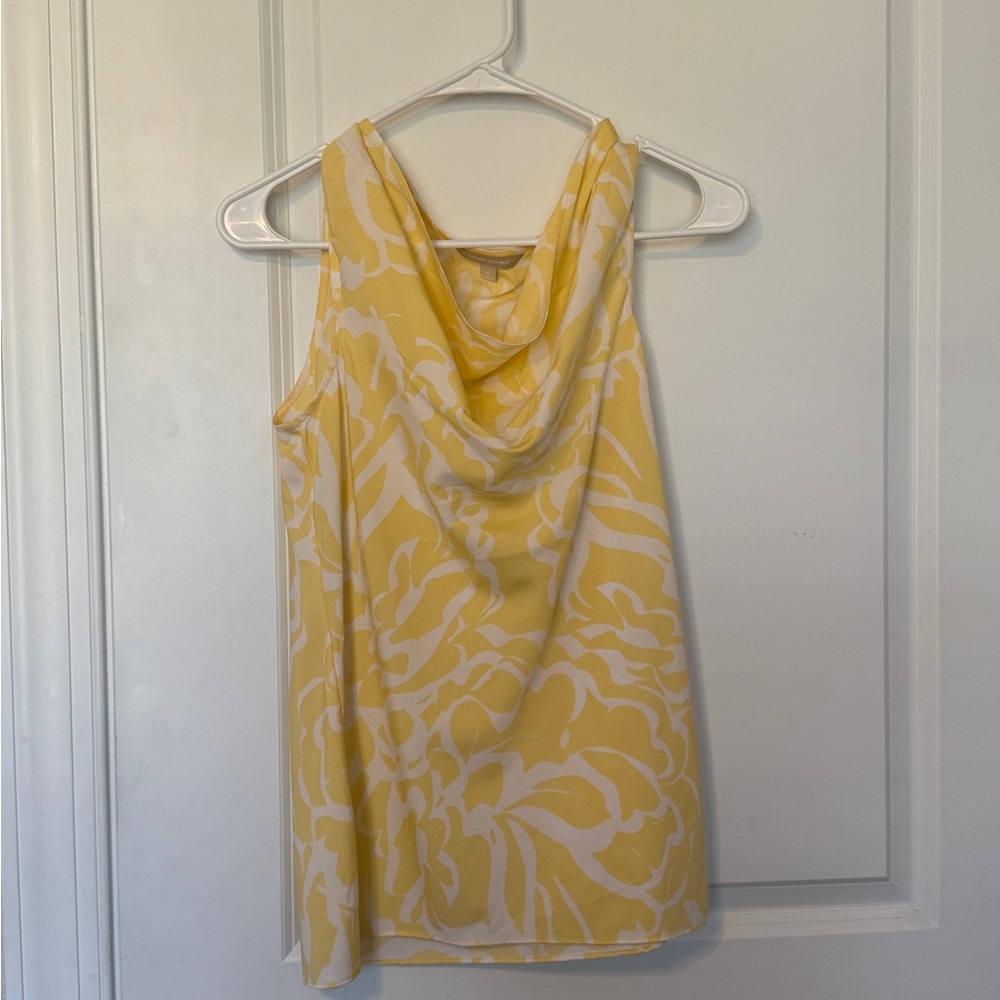 Banana Republic Yellow and Cream Patterned Blouse